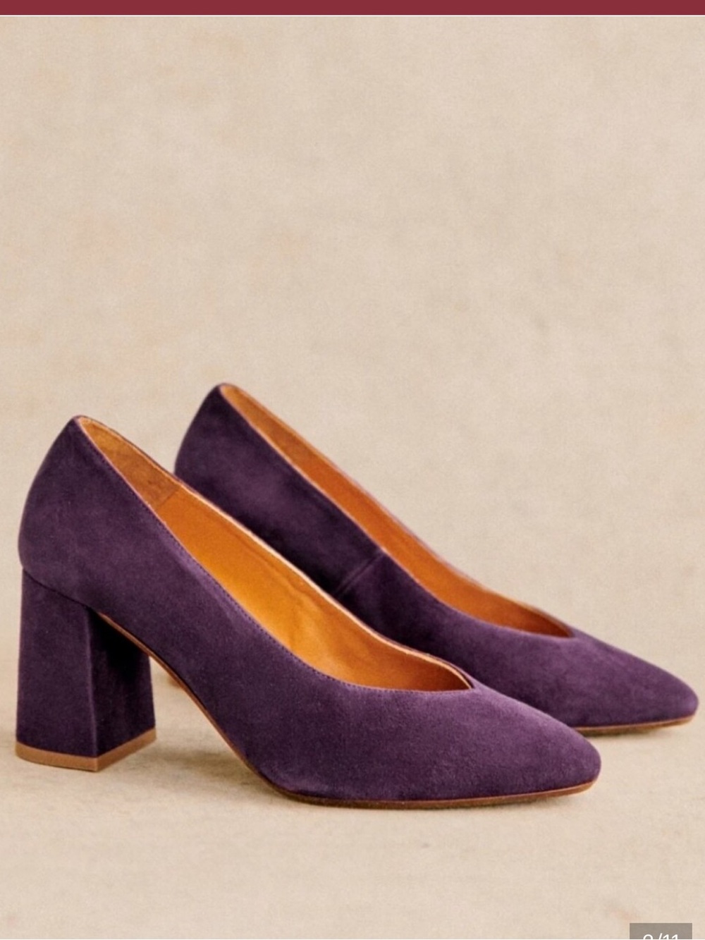 Sezane Purple Suede Block Heel Pumps - Picture 2 of 9